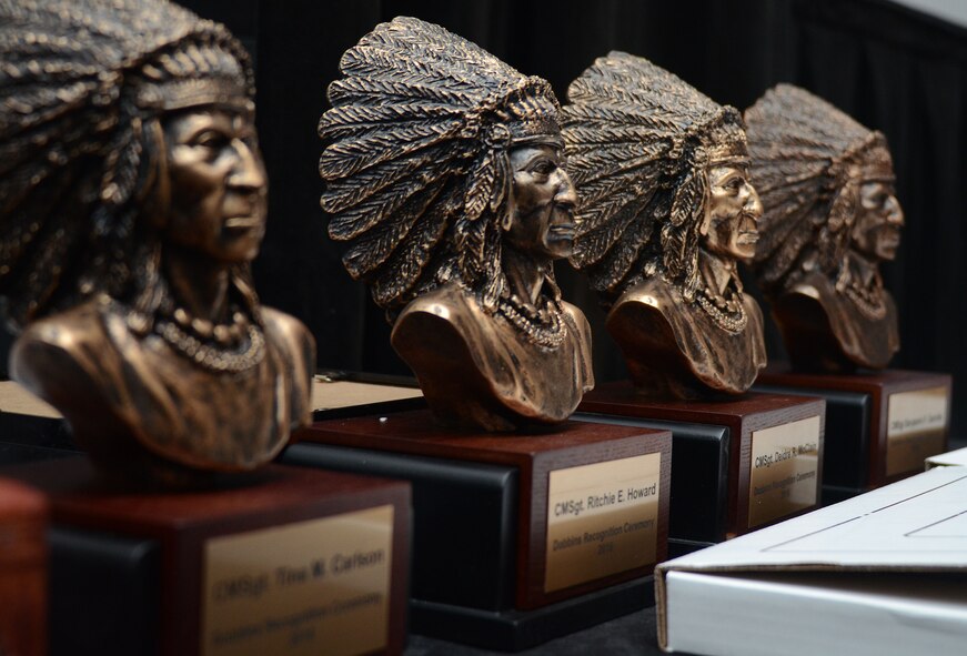 The United States Air Force is a young service, but the position of chief master sergeant has been clearly defined and dignified by those who have held it with honor since the first promotion to chief in December 1959. Newly promoted chief master sergeants were honored at the Dobbins Recognition Ceremony March 5, 2016.  (U.S. Air Force photo by Don Peek)