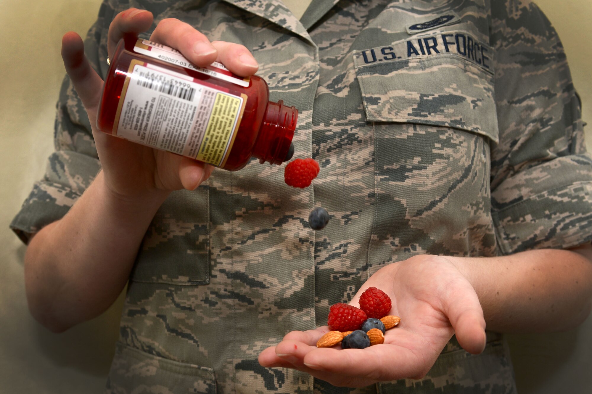 March is National Nutrition Month, the Academy of Nutrition and Dietetics’ annual nutrition education and information campaign. The AND’s campaign, the theme of which for 2016 is “Savor the Flavor of Eating Right,” encourages Americans to make informed food choices and develop sound eating and physical activity habits. Recent research by the Food and Drug Administration shows that nutrition-rich whole foods are more beneficial to the human body than the isolated vitamins and nutrients found in supplements and pills. American adults are advised to adopt a diet rich in lean proteins, whole grains and fresh fruits and vegetables as opposed to relying on manufactured vitamins and supplements to maintain a healthy lifestyle. (U.S. Air Force photo by Senior Airman Zade Vadnais)