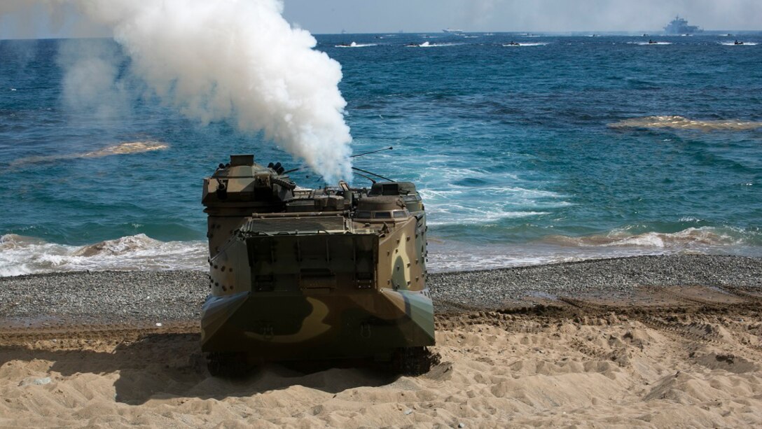 U.S. Marine Corps, Republic of Korea Marines Corps, New Zealand Army and Australian Army conduct amphibious assault training at Doksukri Beach, South Korea, March 12, 2016, during Exercise Ssang Yong 16. Ssang Yong 16 is a biennial military exercise focused on strengthening the amphibious landing capabilities of the U.S. and its allies. 