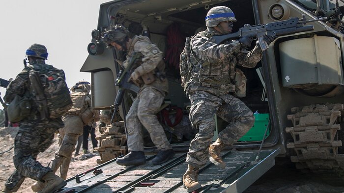 U.S. Marine Corps, Republic of Korea Marines Corps, New Zealand Army and Australian Army conduct amphibious assault training at Doksukri Beach, South Korea, March 12, 2016, during Exercise Ssang Yong 16. Ssang Yong 16 is a biennial military exercise focused on strengthening the amphibious landing capabilities of the U.S. and its allies. 