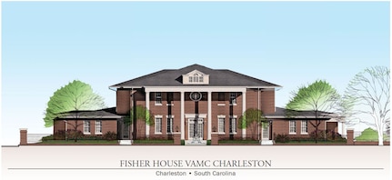 Artist rendering of the Fisher House Charleston. When 
construction is complete, Fisher House Charleston will have 14,425 square feet 
of living space with 16 bedroom suites and common kitchen, living and dining 
areas. The Fisher House Foundation reports that bedroom suites are normally in 
use 365 days of the year.  In the Charleston area that could save veterans' 
families over $1.1 million per year in hotel expenses. (drawing courtesy of Fisher House Charleston Foundation)
