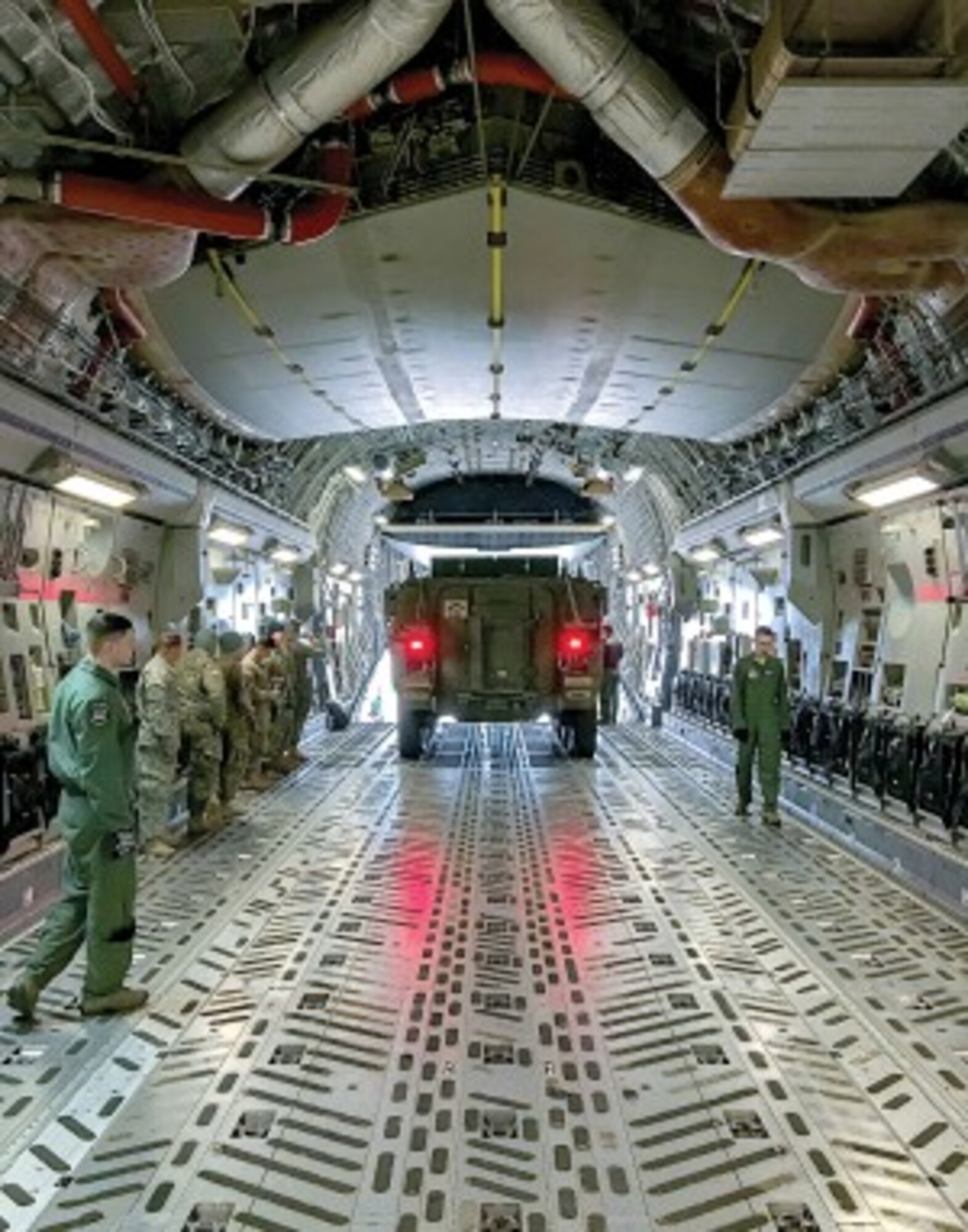 COLORADO SPRINGS, Colo. — An M1128 Stryker Main Gun System is staged for loading onto a U.S. Air Force C17 Globemaster as a part of the Deployment Readiness Exercise conducted Feb. 23, 2016. The Soldiers participating in this Deployment Readiness Exercise are demonstrating a strategically important capability to respond to contingency operations world-wide,” said Capt. Kevin Pelletier, assistant operations officer, 1st SBCT. “Furthermore, this exercise proves that Soldiers from the 1st SBCT are ready to fight almost immediately by rehearsing key partnerships with the Air Force and 82nd Airborne Division. (U.S. Army photo by Maj. Matthew White)
