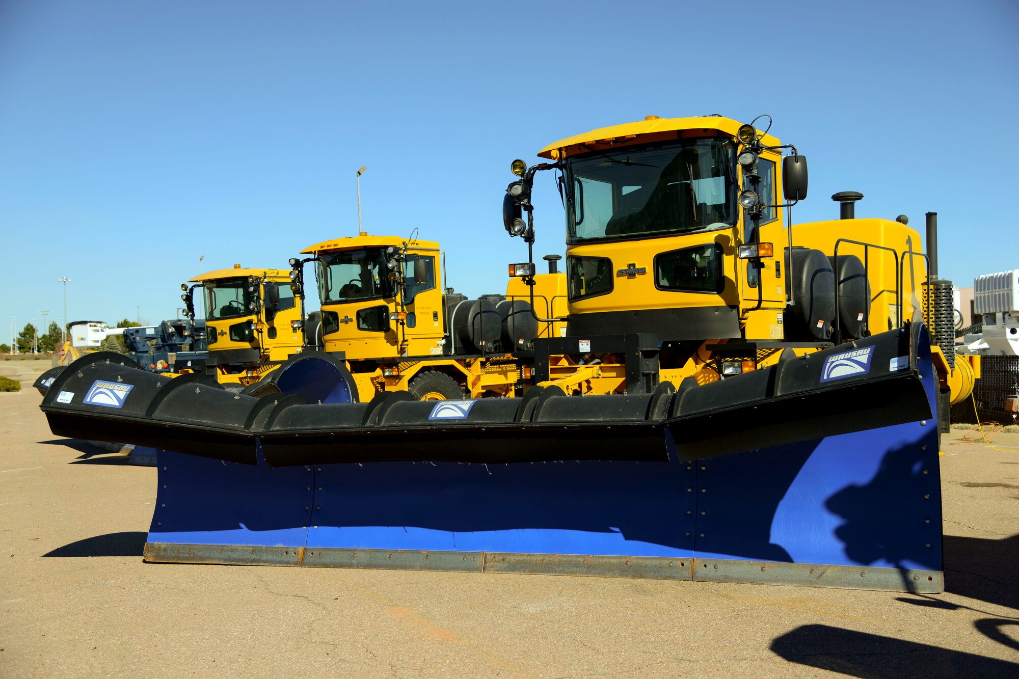 PETERSON AIR FORCE BASE, Colo. - Under a newly approved Intergovernmental Support Agreement, all Front Range Air Force installations can now utilize the El Paso County contract to purchase snow and ice removal chemicals for these vehicles at an estimated savings of more than $60,000 over a five-year period. This is the first of several initiatives being worked through the Pikes Peak Community Partnership Program (PPCPP). (U.S. Air Force photo by Tech. Sgt. Jared Marquis)