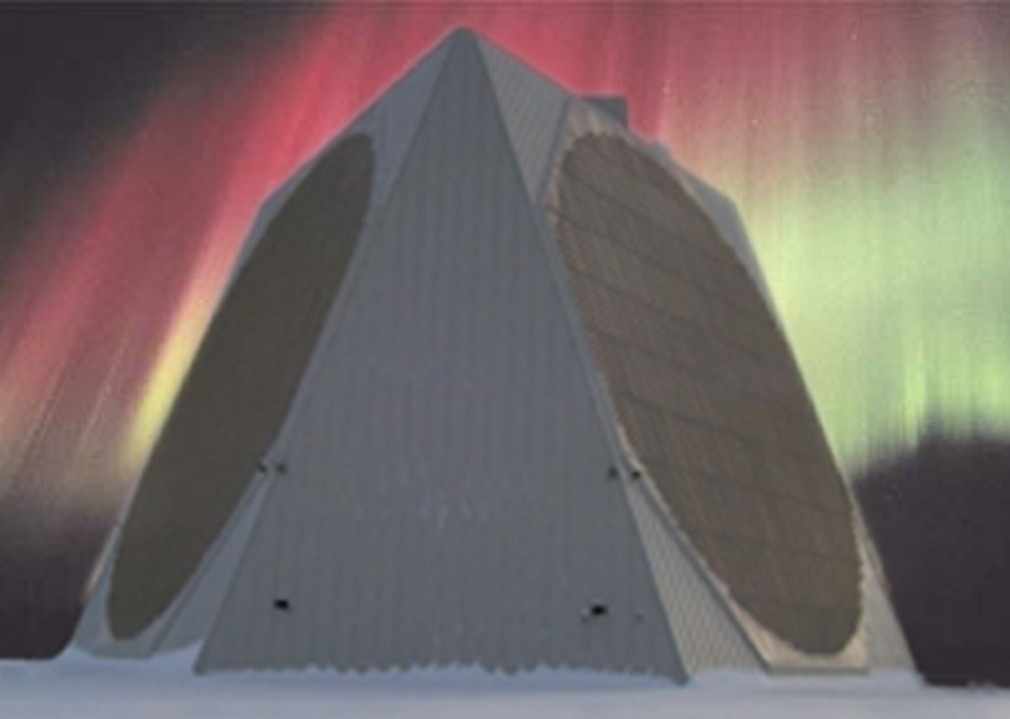 CLEAR AIR FORCE STATION, Alaska – The Solid State Phased Array Radar System at Clear Air Force Station stands before the Aurora Borealis. The system rises more than 100 feet from the Alaskan interior to provide early warning of ballistic missile attacks against the U.S. and Canada and space situational awareness. (Courtesy photo)