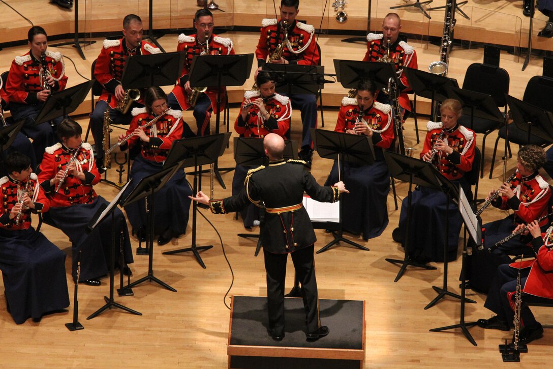 On March 14, 2016, the Marine Band performed a concert titled "Double Feature: Music of Adventure, Danger and Drama on the Silver Screen" at the Music Center at Strathmore in North Bethesda, Md. The program included music from the films Out of Africa, Lincoln, The Sea Hawk, and Star Wars: The Force Awakes. Complete program: http://www.marineband.marines.mil/Portals/175/Docs/Programs/160314.pdf (U.S. Marine Corps photo by Master Sgt. Amanda Simmons/released)