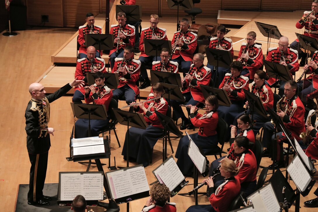 On March 14, 2016, the Marine Band performed a concert titled "Double Feature: Music of Adventure, Danger and Drama on the Silver Screen" at the Music Center at Strathmore in North Bethesda, Md. The program included music from the films Out of Africa, Lincoln, The Sea Hawk, and Star Wars: The Force Awakes. Complete program: http://www.marineband.marines.mil/Portals/175/Docs/Programs/160314.pdf (U.S. Marine Corps photo by Master Sgt. Amanda Simmons/released)