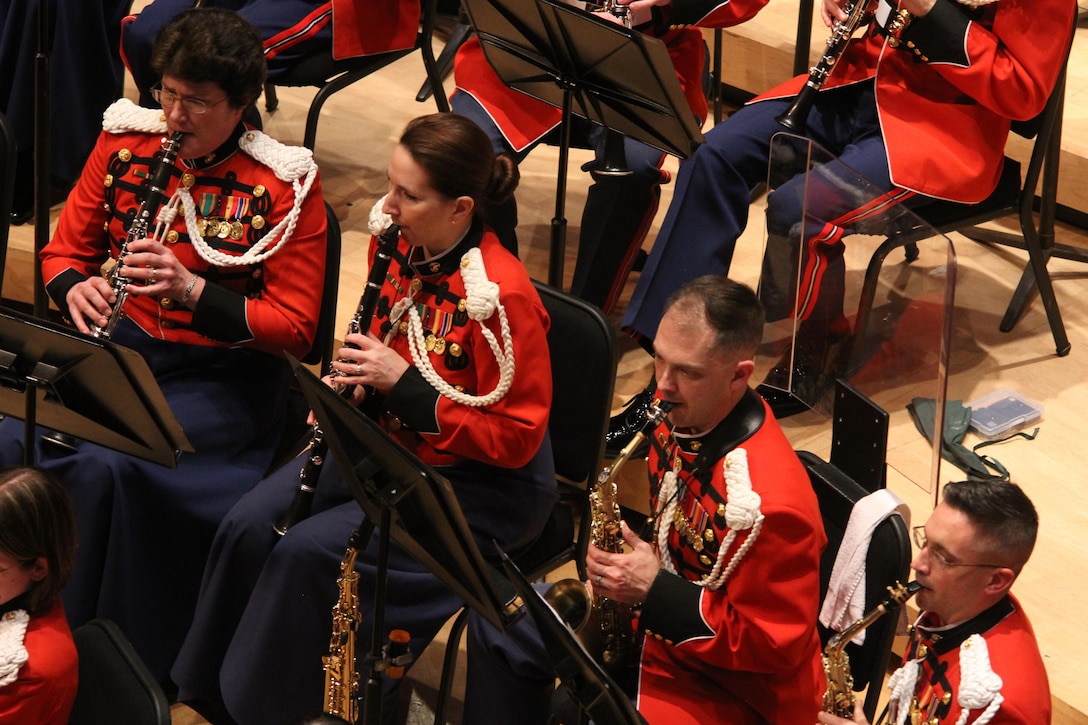 On March 14, 2016, the Marine Band performed a concert titled "Double Feature: Music of Adventure, Danger and Drama on the Silver Screen" at the Music Center at Strathmore in North Bethesda, Md. The program included music from the films Out of Africa, Lincoln, The Sea Hawk, and Star Wars: The Force Awakes. Complete program: http://www.marineband.marines.mil/Portals/175/Docs/Programs/160314.pdf (U.S. Marine Corps photo by Master Sgt. Amanda Simmons/released)