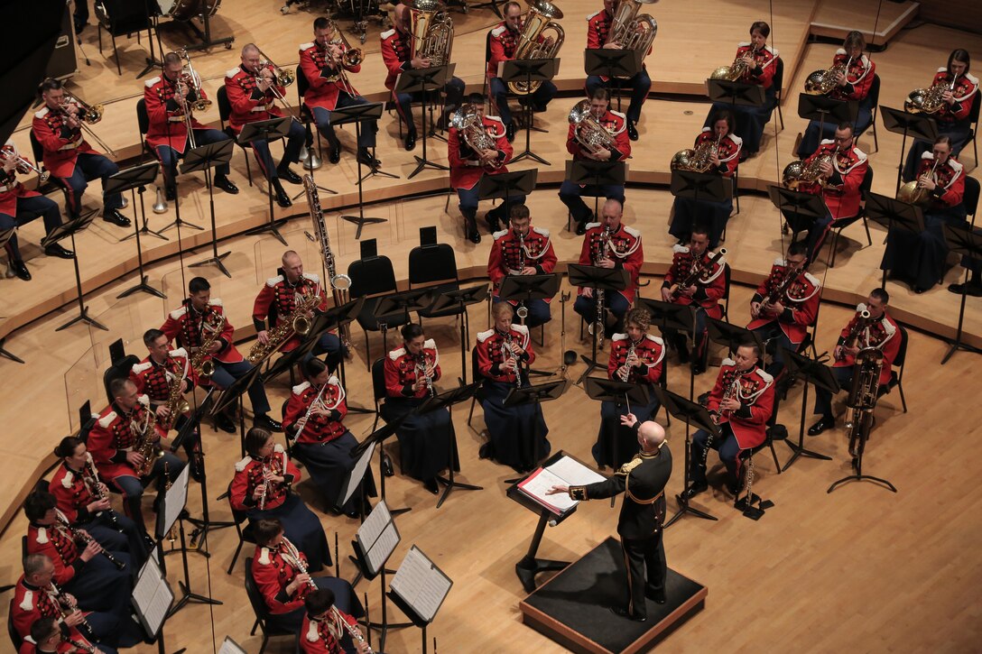 On March 14, 2016, the Marine Band performed a concert titled "Double Feature: Music of Adventure, Danger and Drama on the Silver Screen" at the Music Center at Strathmore in North Bethesda, Md. The program included music from the films Out of Africa, Lincoln, The Sea Hawk, and Star Wars: The Force Awakes. Complete program: http://www.marineband.marines.mil/Portals/175/Docs/Programs/160314.pdf (U.S. Marine Corps photo by Master Sgt. Amanda Simmons/released)