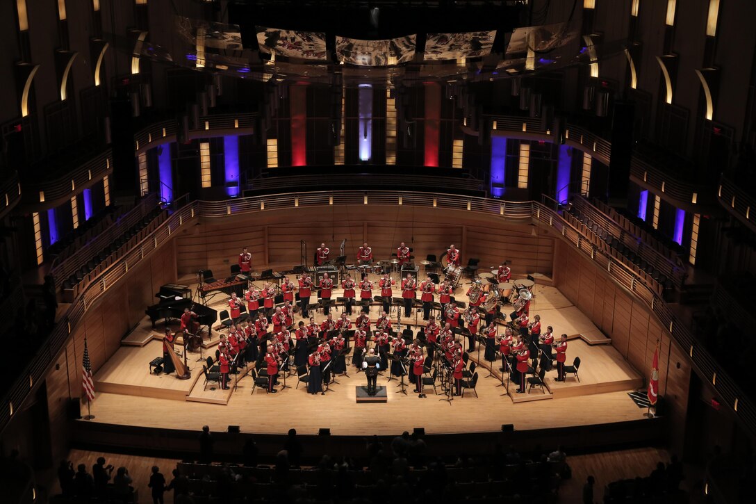 On March 14, 2016, the Marine Band performed a concert titled "Double Feature: Music of Adventure, Danger and Drama on the Silver Screen" at the Music Center at Strathmore in North Bethesda, Md. The program included music from the films Out of Africa, Lincoln, The Sea Hawk, and Star Wars: The Force Awakes. Complete program: http://www.marineband.marines.mil/Portals/175/Docs/Programs/160314.pdf (U.S. Marine Corps photo by Master Sgt. Amanda Simmons/released)