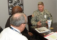 Maj. Gen. Mark Yenter, Deputy Commanding General for Military and International Operations, Headquarters, U.S. Army Corps of Engineers, meets with Huntsville Center Installation Support and Programs Management directors at the Center March 16. Yenter is responsible for policy, programming, and technical support in the execution of more than $18 billion of design, construction, andenvironmental programs for the Army,  Air Force, other Department of Defense and Federal agencies,and foreign countries. Huntsville Center's ISPM directorate partners with USACE Districts and other government organizations to provide timely, cost effective and consistent installation support worldwide. 
