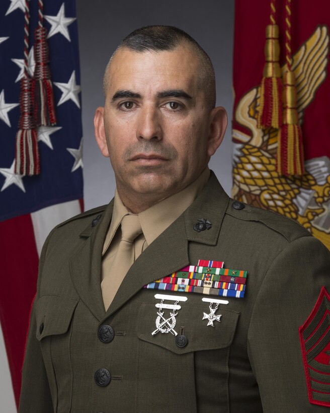 Sgt. Maj. Sergio MartinezRuiz takes helm as Marine Corps Logistics Base Barstow's base sergeant major, March 3, 2016.