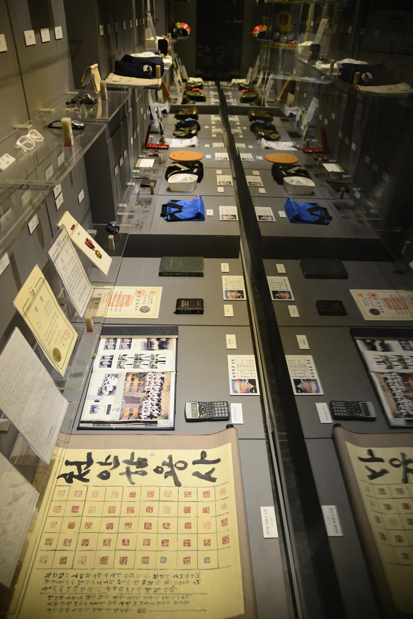 Personal items from fallen Republic of Korea Navy Sailors are showcased in the West Sea Protection Hall at the ROK Navy 2nd Fleet Command in Pyeongtaek-si, Gyeonggi-do Province on Feb. 26, 2016. Forty-six ROK Navy Sailors were killed when a North Korean submarine attacked the ROK Navy ship Cheonan on March 26, 2010. It’s one of many recent attacks on South Korea from North Korea patrols. (U.S. Air Force photo by Senior Airman Kristin High/Released)