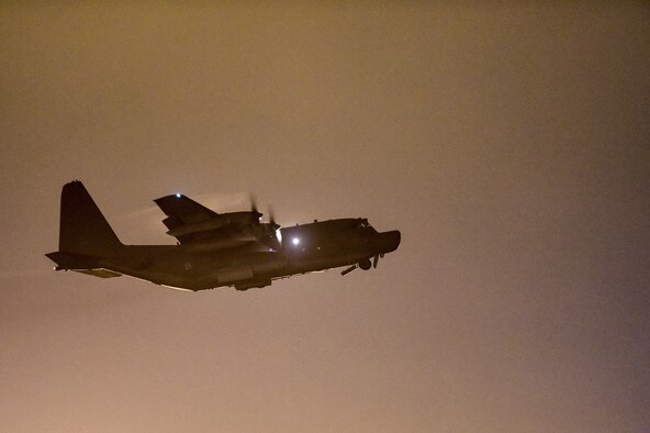 An MC-130H Combat Talon II takes off at Hurlburt Field, Fla., March 14, 2016. Air Commandos participated in a mobility exercise to showcase their ability to deploy at a moment’s notice ‘Any Time, Any Place.’ (U.S. Air Force photo by Senior Airman Jeff Parkinson)