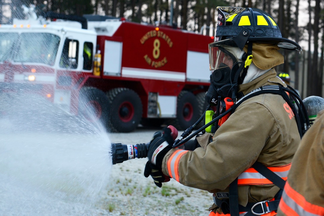 Firefighter train on planes