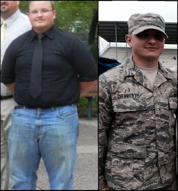 Airman 1st Class Dan Chevrette, 22nd Logistics Readiness Squadron heavy equipment mechanic, dropped approximately 100 pounds in order to enlist in the Air Force.  “Being in the Air Force was something I’ve always dreamed about as a kid, so I knew I had to enlist no matter what it took.” said Chevrette.