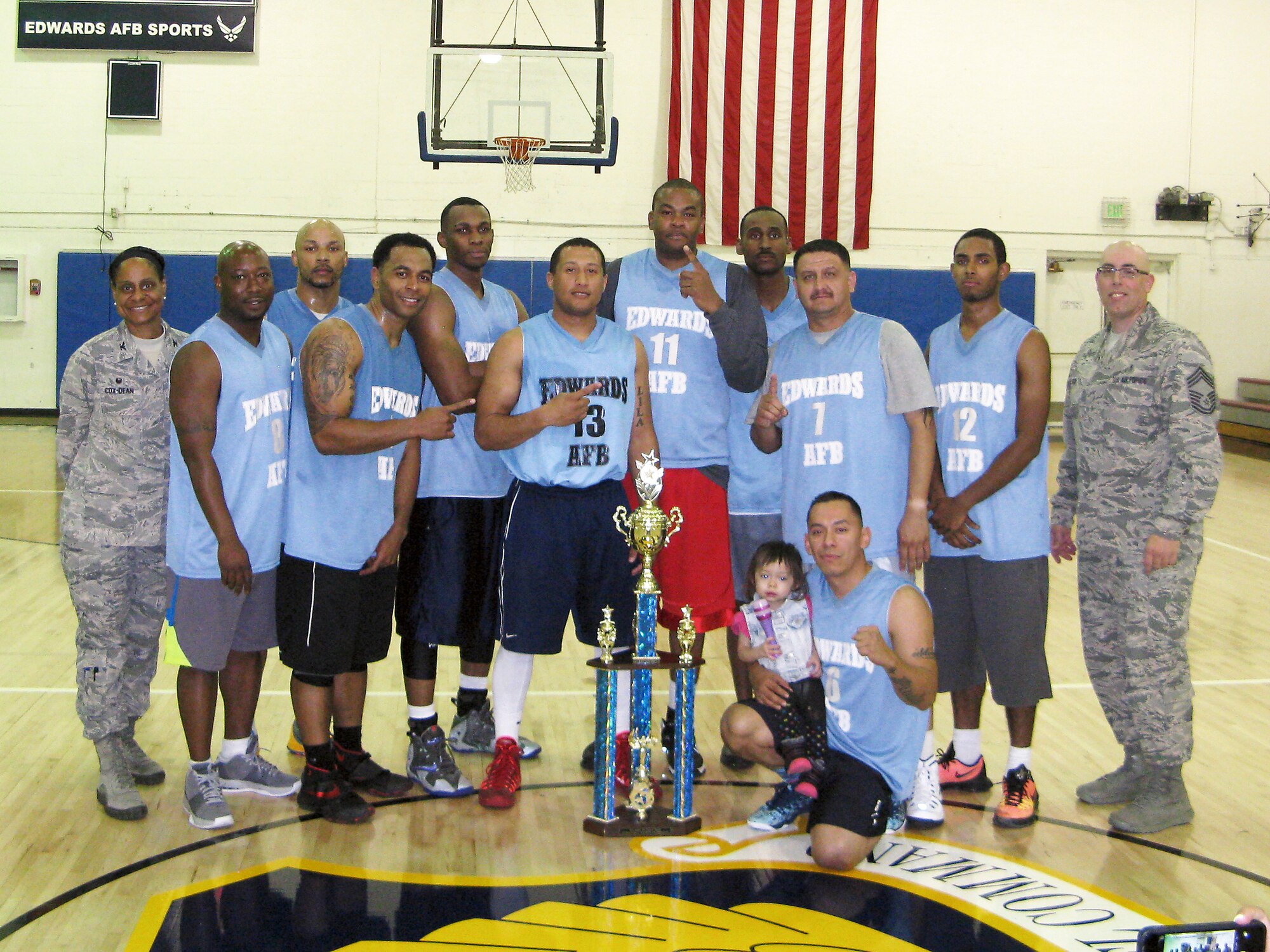 The 412th Medical Group and 412th Force Support Squadron combined basketball team won the Edwards AFB 2016 Intramural Championship March 15. (Courtesy photo)