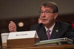 Defense Secretary Ash Carter testifies on the Defense Department's proposed fiscal year 2017 budget during a posture hearing before the Senate Armed Services Committee in Washington, D.C., March 17, 2016. DoD photo by Air Force Senior Master Sgt. Adrian Cadiz