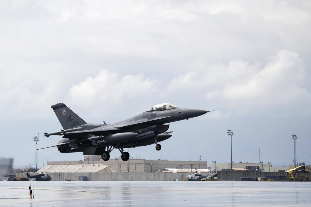 Air Force Capt. Brad Hunt takes off for a combat sortie from Bagram Airfield, Afghanistan, March 14, 2016. Air Force photo by Tech. Sgt. Robert Cloys