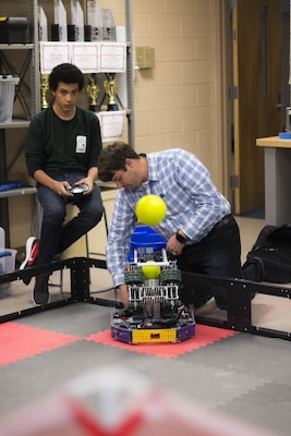 Charleston District's Brad Ryczko, mechanical technician, recently volunteered to help the robotics team at West Ashley High School prepare for an upcoming competition by giving them advice on ways to improve their robots. The school says his dedication to their team will help them win the championship.