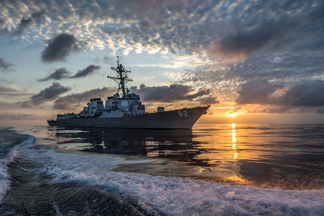 The guided missile destroyer USS Lassen patrols the eastern Pacific Ocean, March 10, 2016. The Lassen is currently underway supporting Operation Martillo, a joint operation with the U.S. Coast Guard and partner nations within the U.S. 4th Fleet area of responsibility. Navy photo by Petty Officer 2nd Class Huey D. Younger Jr.