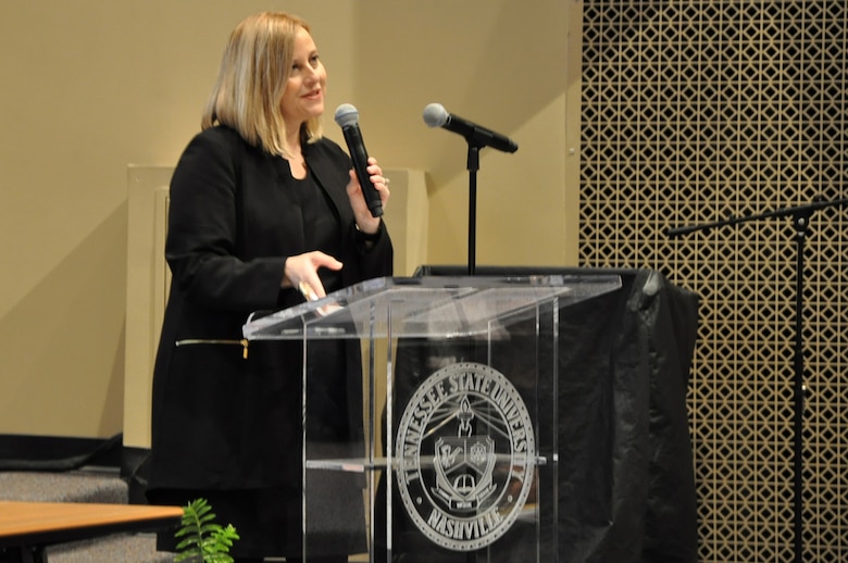 Nashville Mayor Megan Barry touts women-owned small business opportunity during the Small Business Conference held at the Tennessee State University Avon Williams Campus March 17, 2016. Barry is the first-ever woman mayor in Music City.
