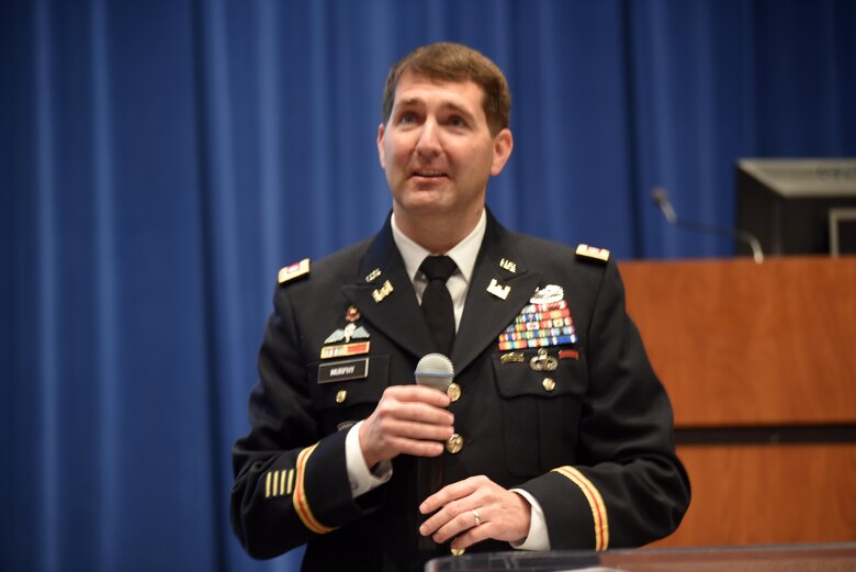 Lt. Col. Stephen Murphy, U.S. Army Corps of Engineers Nashville District commander, welcomes more than 350 small business owners and managers to the 5th Annual Small Business Forum at Tennessee State University in Nashville, Tenn., March 17, 2016. The Nashville District worked to educate business professionals about available tools and resources, and provided information on how to get assistance with the procurement process.