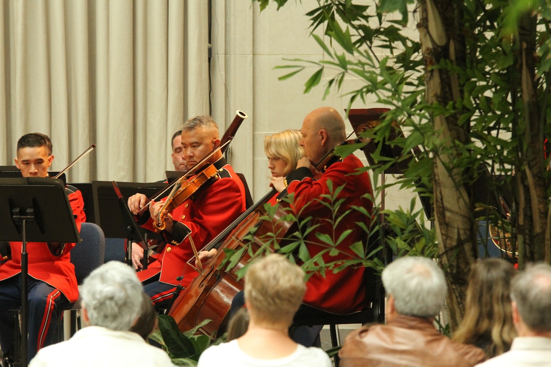 On March 18, 2016, the Marine Chamber Orchestra performed a concert conducted by Lt. Col. Jason K. Fettig at the National Gallery of Art in Washington, D.C. The program was a part of the gallery's four-day 75th anniversary commemoration and featured Ottorino Respighi's Trittico botticelliano, Richard Addinsell’s Warsaw Concerto, and Aaron Copland’s Appalachian Spring. (U.S. Marine Corps photo by Master Sgt. Amanda Simmons/released)
