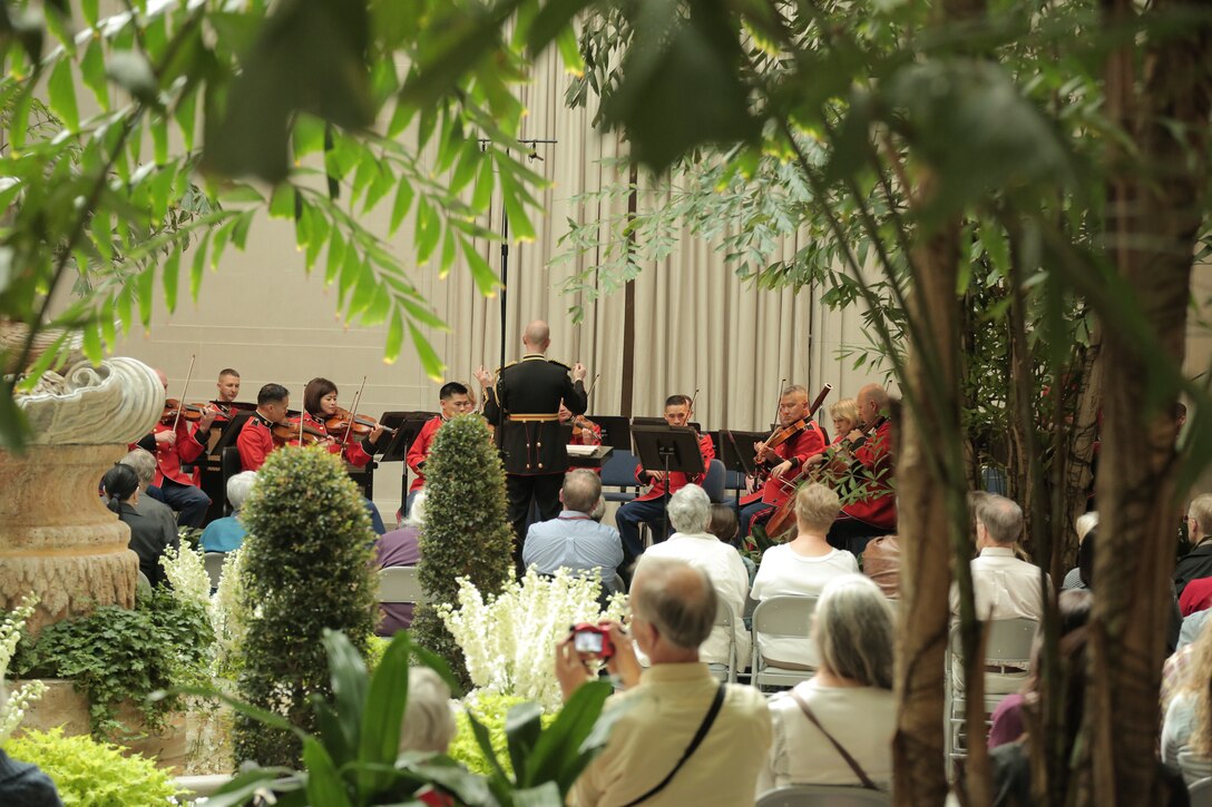 On March 18, 2016, the Marine Chamber Orchestra performed a concert conducted by Lt. Col. Jason K. Fettig at the National Gallery of Art in Washington, D.C. The program was a part of the gallery's four-day 75th anniversary commemoration and featured Ottorino Respighi's Trittico botticelliano, Richard Addinsell’s Warsaw Concerto, and Aaron Copland’s Appalachian Spring. (U.S. Marine Corps photo by Master Sgt. Amanda Simmons/released)