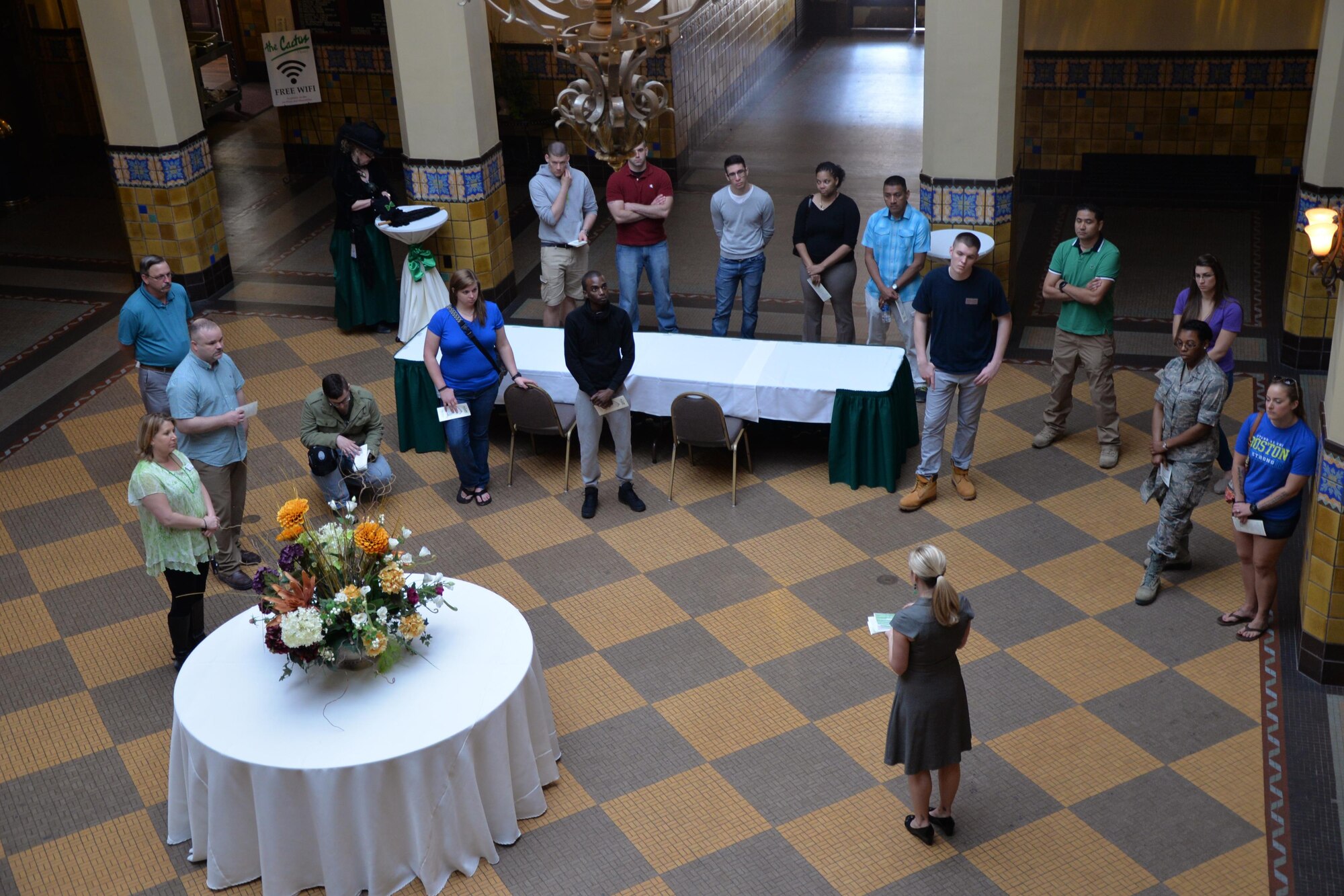 Goodfellow Air Force Base members visit the Cactus Hotel in San Angelo, Texas, March 17, 2016. The Cactus Hotel, built in 1929, is the tallest building in San Angelo. Though the Cactus no longer provides hotel services, it does offer apartments, office spaces and a ball room. (U.S. Air Force photo by Airman 1st Class Randall A. S. Moose)