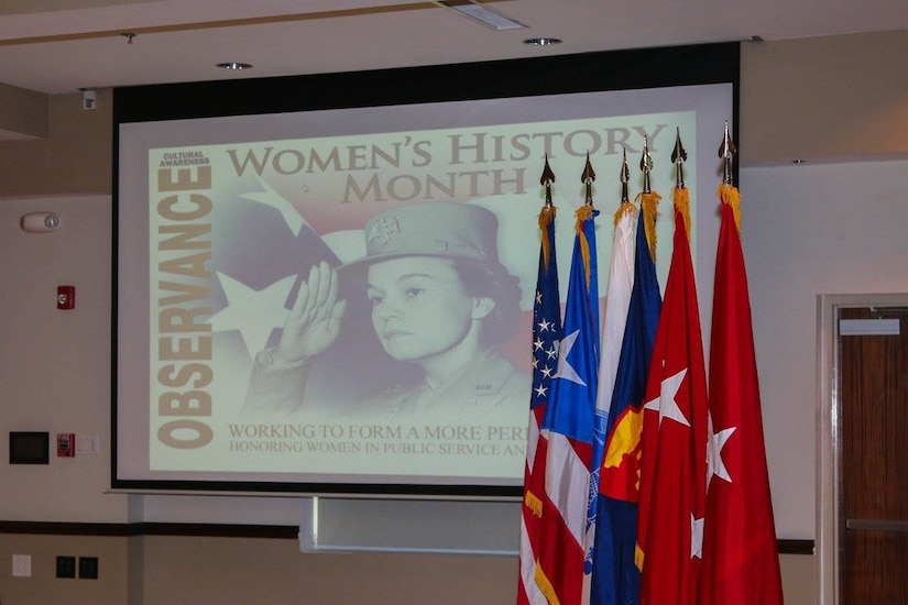 The 1st Mission Support Command (MSC) and Installation Management Command partnered up to celebrate Women’s History Month at the 1st MSC Headquarters, Ramon Hall, on Fort Buchanan, Puerto Rico, March 17. (U.S. Army National Guard photo by Sgt. Alexis Vélez/Released)