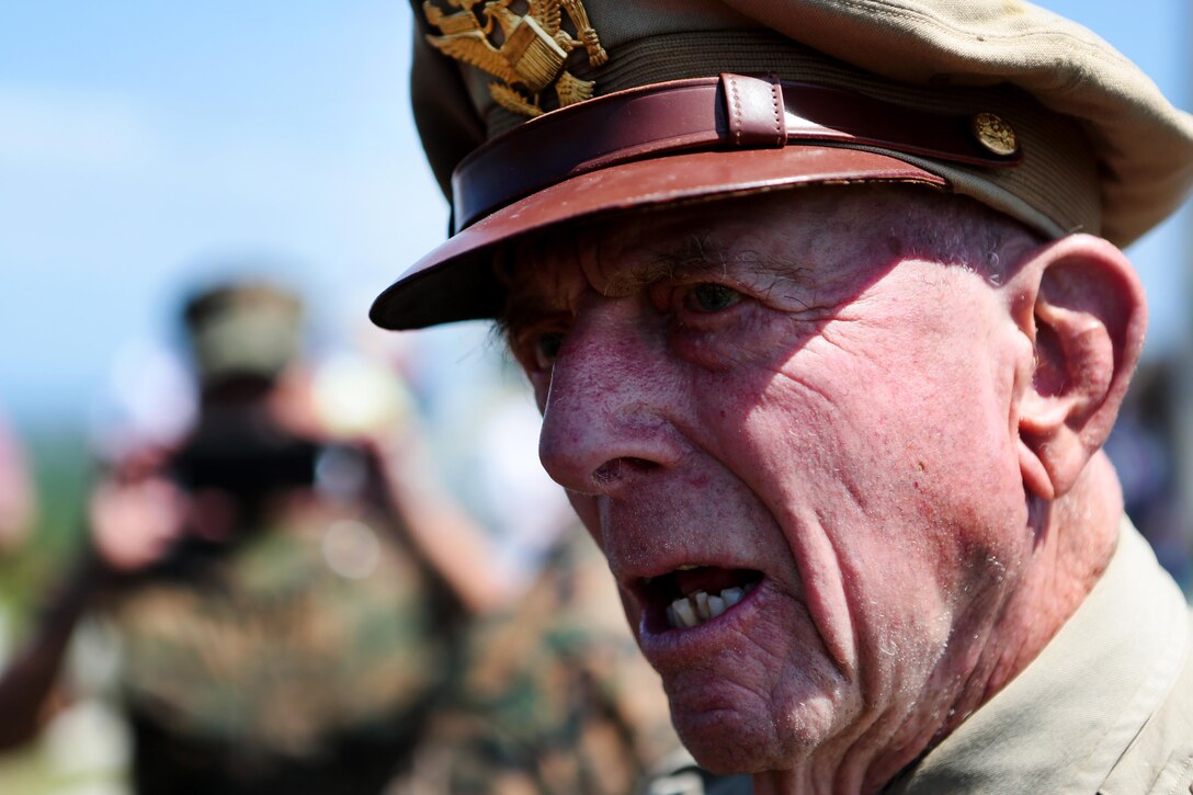 Retired Army Air Corps 1st Lt. Jerry Allen attends the 71st Commemoration of the Battle of Iwo Jima at Iwo To, Japan, March 19, 2016. Marine Corps photo by Lance Cpl. Juan Esqueda