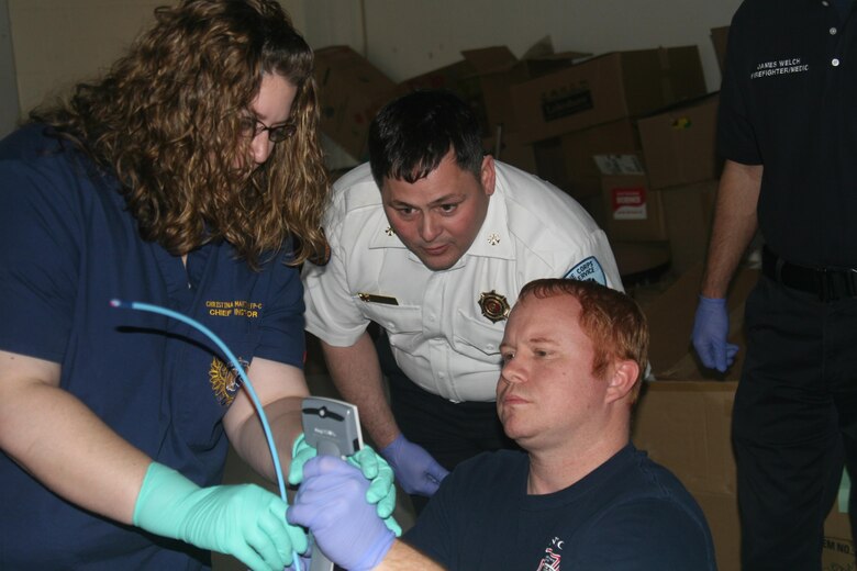 Quantico Fire and Emergency Services Paramedics had the opportunity to practice advanced airway management techniques on a cadaver. Airway management is a set of medical procedures performed to prevent airway obstruction and thus ensure an open path between a patient’s lungs and the atmosphere.