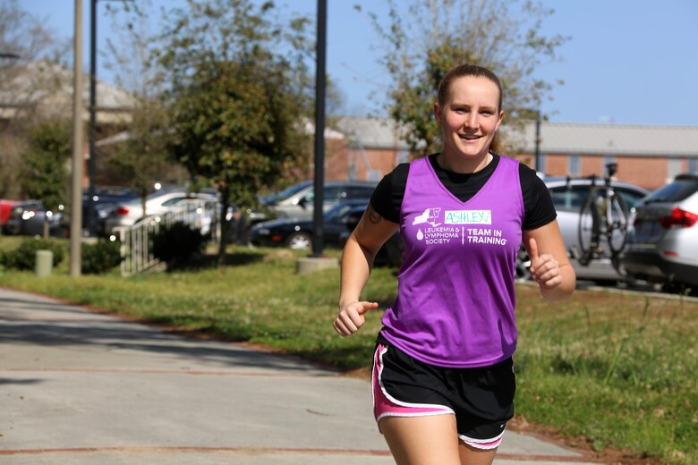 Sergeant Ashley Rowback runs at Marine Corps Air Station Cherry Point, N.C., Feb. 5, 2016. Rowback recently completed a 48.6 mile four event race and raised more than 11,000 dollars for leukemia and lymphoma research in memory of her late grandfather. Rowback’s love for running has given her the ability to use something she enjoys as a way to raise awareness. Her passion for physical fitness has shaped her career in the Marine Corps and has paved the way for her transition into the nursing field upon her exit from the Corps. Rowback is the 2nd Marine Aircraft Wing commanding general’s driver. (U.S. Marine Corps photo by Cpl. N.W. Huertas/ Released)