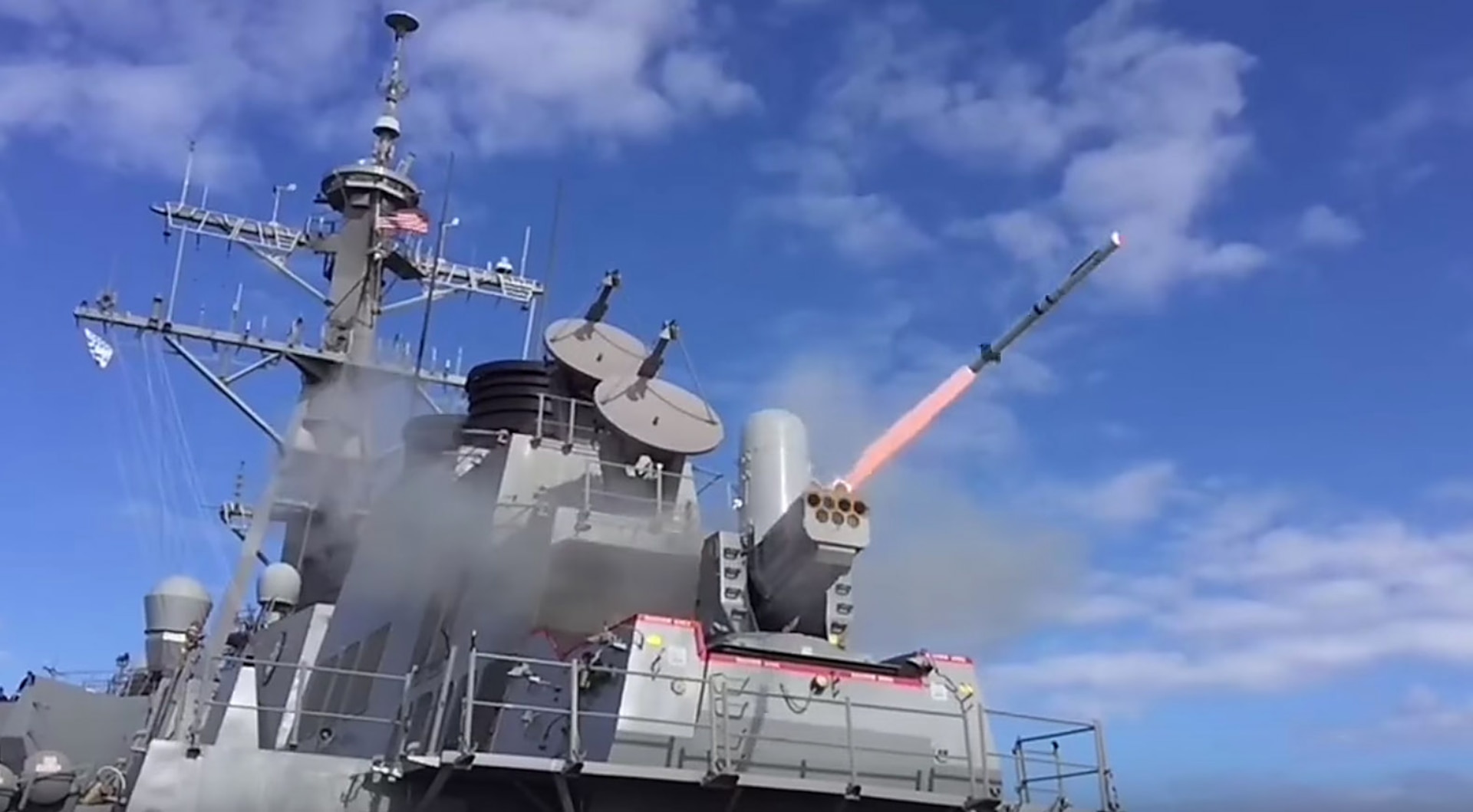 160304-N-AL577-001 ATLANTIC OCEAN (March 4, 2016) SeaRAM, a new system for guided-missile destroyers, is test fired March 4, 2016 from the guided-missile destroyer USS Porter (DDG 78). Porter is forward-deployed to Rota, Spain, and is preparing for deployment in the U.S. 6th Fleet area of operations in support of U.S. national security interests in Europe. 