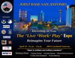 The “Investing in You: The Live*Work*Play Expo - Reimagine Your Future” event aims to highlight the benefits of a civilian career at JBSA and also with the 502nd ABW, while allowing civilian and military personnel to learn about the wide array of quality of life services available across the joint base’s 11 operating locations.  
