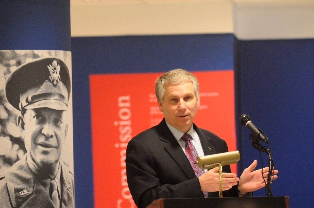 Stephen Austin, Assistant Chief of Army,  gives a few remarks during the partnership signing with the ACP and USAR, March 21.