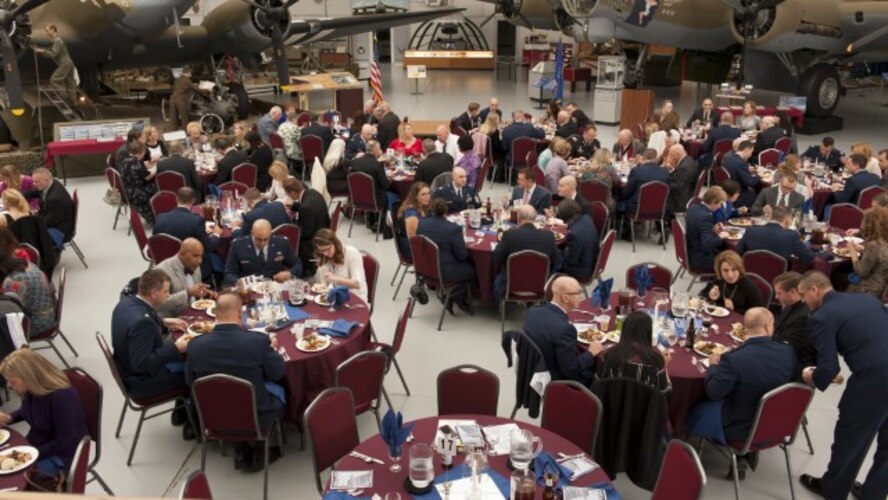 Members of Team Dover attend the 2016 Honorary Commander Induction Ceremony Feb. 6, 2016, at the Air Mobility Command Museum on Dover Air Force Base, Del. The Honorary Commander Program began in 1992 as a way to help members of the community understand the importance of Dover AFB’s and the Air Force’s mission (U.S. Air Force photo/ Senior Airman Zachary Cacicia)