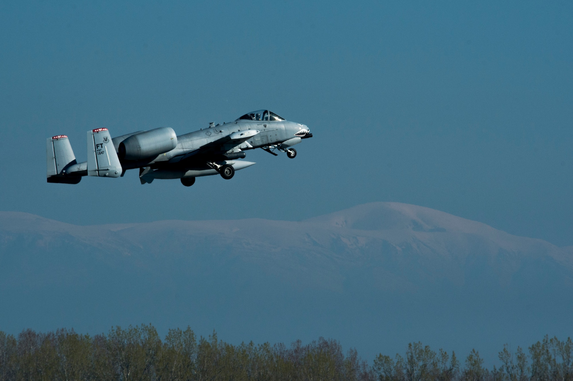 A U.S. Air Force A-10 Thunderbolt II pilot assigned to the 74th Expeditionary Fighter Squadron flies over the flightline during the 74th EFS’s deployment in support of Operation Atlantic Resolve at Graf Ignatievo, Bulgaria, March 18, 2016. The U.S. Air Force and other services have increased their rotational presence in Europe to reassure allies and partner nations about the U.S.’s commitment to European security and stability. (U.S. Air Force photo by Staff Sgt. Joe W. McFadden/Released)