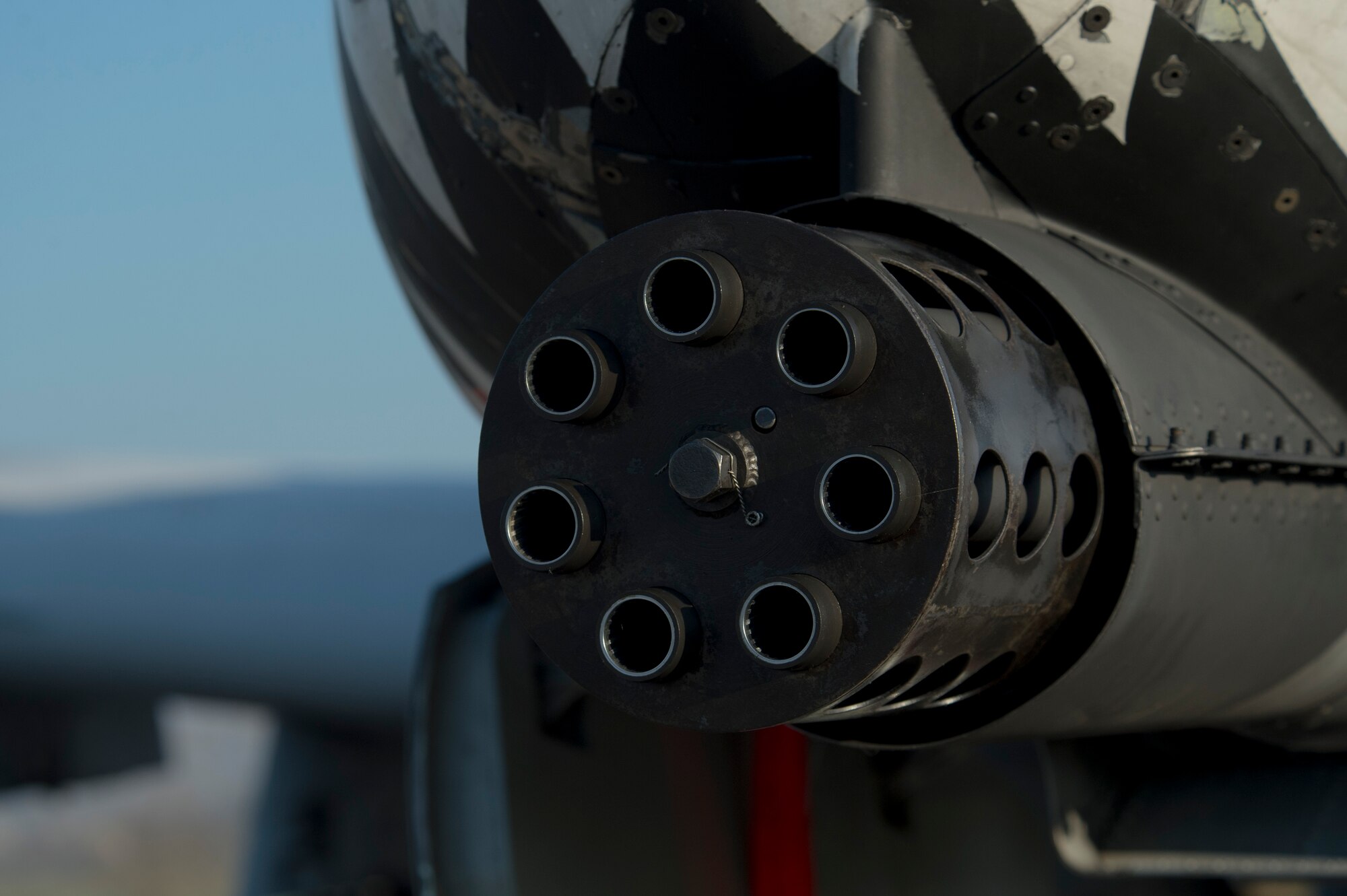 A 30mm GAU-8 Avenger rotary cannon of a U.S. Air Force A-10 Thunderbolt IIs assigned to the 74th Expeditionary Fighter Squadron is displayed during the 74th EFS’s deployment in support of Operation Atlantic Resolve at Graf Ignatievo, Bulgaria, March 18, 2016. The 74th EFS deployed to Eastern Europe for six months to strengthen interoperability between NATO allies and to demonstrate U.S. commitment to the security and stability of Europe. (U.S. Air Force photo by Staff Sgt. Joe W. McFadden/Released)