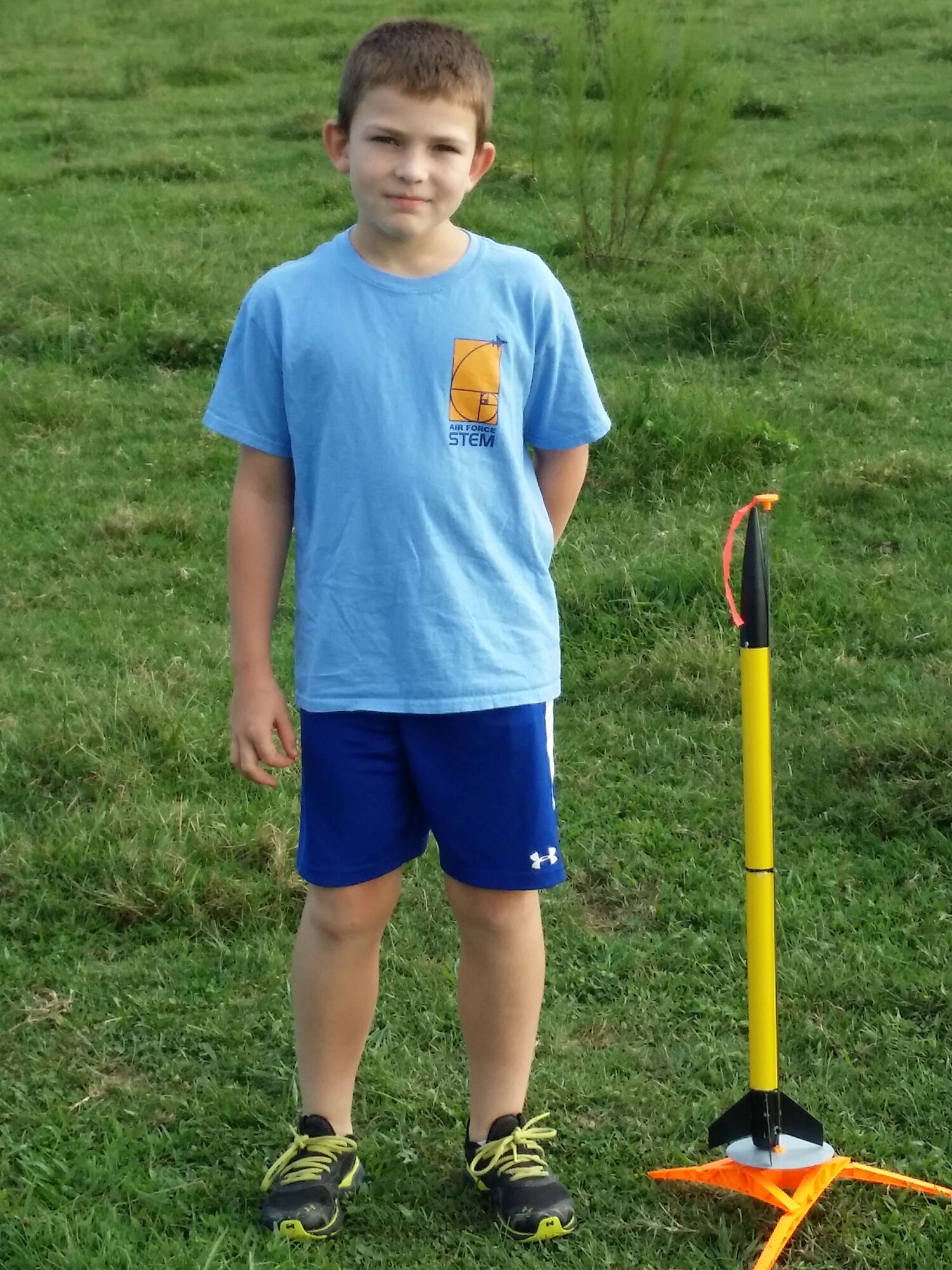 After winning the local Reach for the Stars Rocket Competition, Samuel Mansfield’s score was sent to national judges. Samuel and his family recently received notification that he is one of four students that will be recognized in April at a national ceremony at the Kennedy Space Center in Florida. Samuel is pictured here with a rocket he built and launched. (Courtesy photo)
