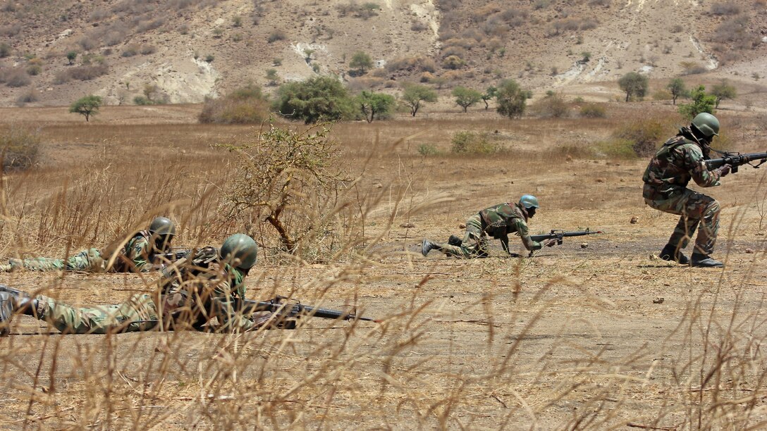 Senegalese soldiers completed a month-long training exercise with U.S. Marines, March 18, at a military training facility in Thies, Senegal. U.S. Marines with Special-Purpose Marine Air-Ground Task Force Crisis Response-Africa, trained their counterparts with Senegal’s Compagnie Fusilier de Marin Commando, or COFUMACO, in infantry tactics, making this the 10th training engagement the forces. In an effort to combat illicit trafficking in the region, the Marines were in Senegal at the request of the host nation government in coordination with the U.S. Embassy in Dakar. The Marines trained with the COFUMACO in Toubacouta in the southern part of the country for two weeks before moving up to Thies.