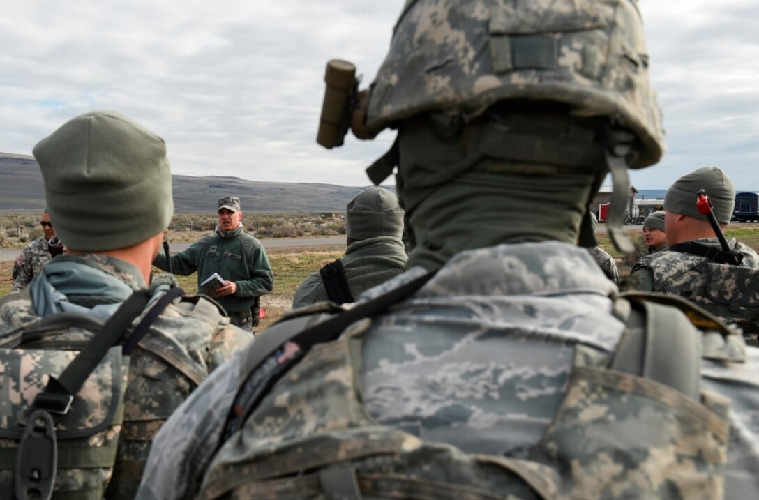 Col. Thomas Seeker, 821st Contingency Response Group deputy commander and Joint Task Force-Port Opening commander, briefs participants in Exercise Turbo Distribution 16-02, March 15, 2016, at Amedee Army Airfield, California