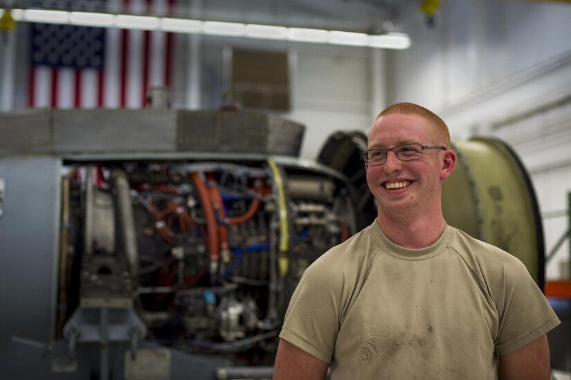 "I started doing automotive in high school. I just fell in love with the concept of working on engines or vehicles so when I joined I knew it was either going to be vehicle or jets. I prefer jets a lot better. The process takes about 28 days and putting it all back together is my favorite part. It makes you really think about what you're doing - about actually doing it right because if you mess up - it's a life that's flying this jet. It keeps you on your toes all the time. It's just awesome to do!"

(U.S. Air Force Airman 1st Class Lance Morrison, aerospace propulsion journeyman from the 23d Component Maintenance Squadron)