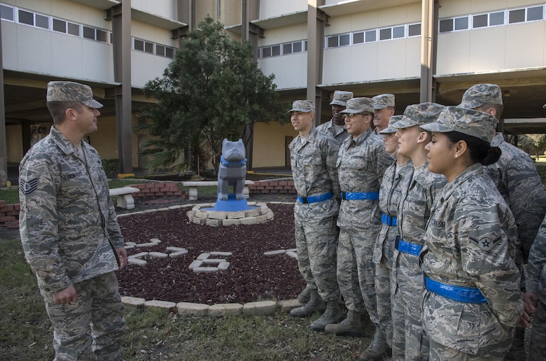 Airmen currently attending Airman’s Week speak with their instructor about the significance of squadron symbols and lineage Jan 21, 2015, at Joint Base San Antonio-Lackland, Texas. Airmen’s Week. Airmen’s Week is a five-day course implemented in March 2015 that helps Airmen better prepare for technical training school and beyond. 
