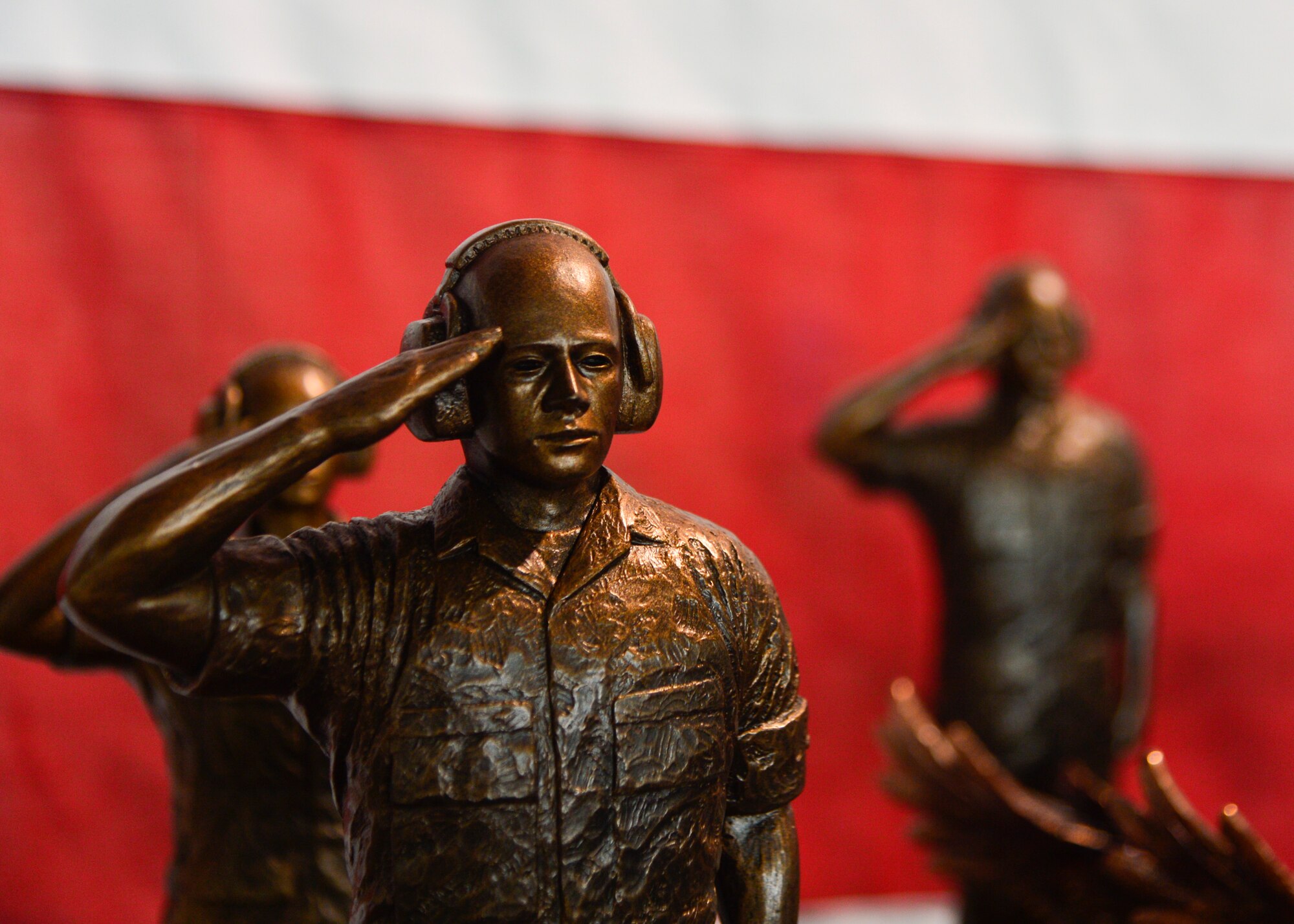 A trophy sits on display during the 2015 Maintenance Professional of the Year ceremony March 16, 2016, at the 436th Aerial Port on Dover Air Force Base, Del. The MPOY is an award ceremony that recognizes all of the hard work of Team Dover maintainers from the previous year. (U.S. Air Force photo/Senior Airman William Johnson)
