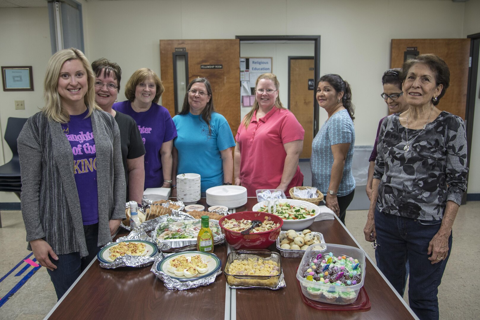 JBSA-Randolph Chapel volunteers serve a Lent luncheon March 9 at the JBSA-Randolph Chapel. Volunteers contributed 42,000 hours of service to the chapel last year, the highest number of all volunteer groups at JBSA-Randolph.