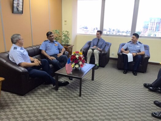 U.S. Air Force Maj. Gen. Abel Barrientes, Pacific Air Forces Individual Mobilization Assistant to the vice commander, meets with Sri Lanka Air Force leaders March 16, 2016, Colombo, Sri Lanka, as part of a Key Leader Engagement. KLEs set the tone between countries to promote enhanced cooperation and interoperability, as well as further stability in the Indo-Asia-Pacific region. (Courtesy photo)