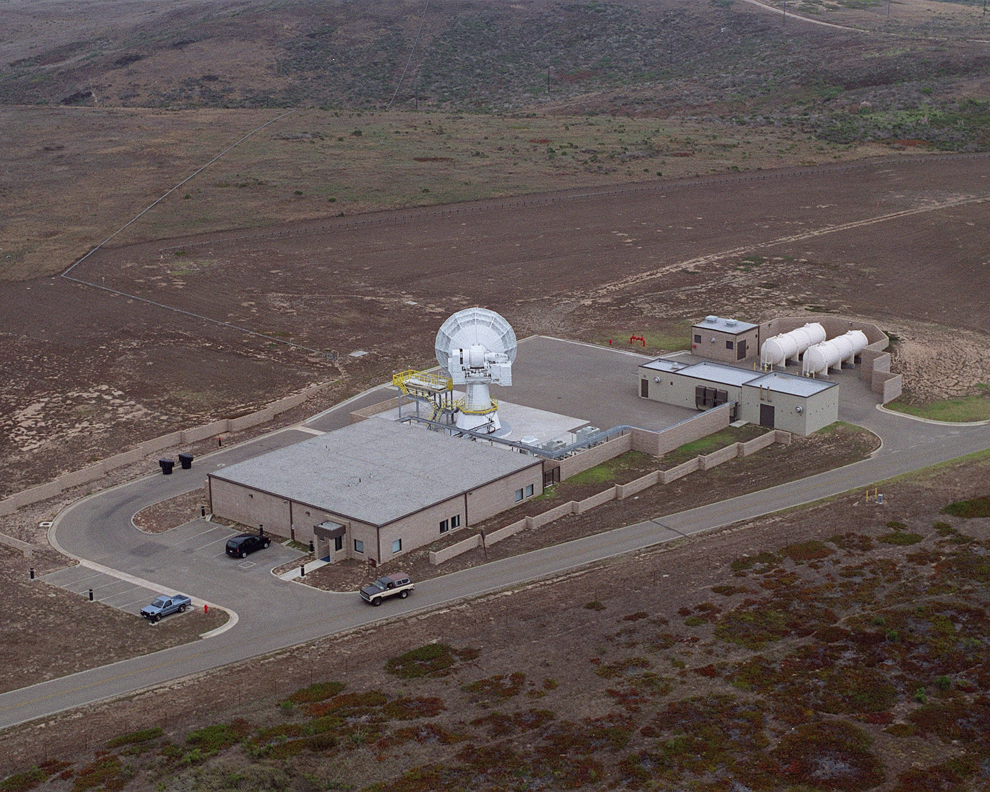 The 30th Space Wing’s AN/TPQ-18 Radar is seen from above in 2000. The radar was installed in its present location in 1965 and was accepted for operational support in November of the same year. The Radar supported its first mission as a commissioned asset in March of 1966. (Courtesy photo)