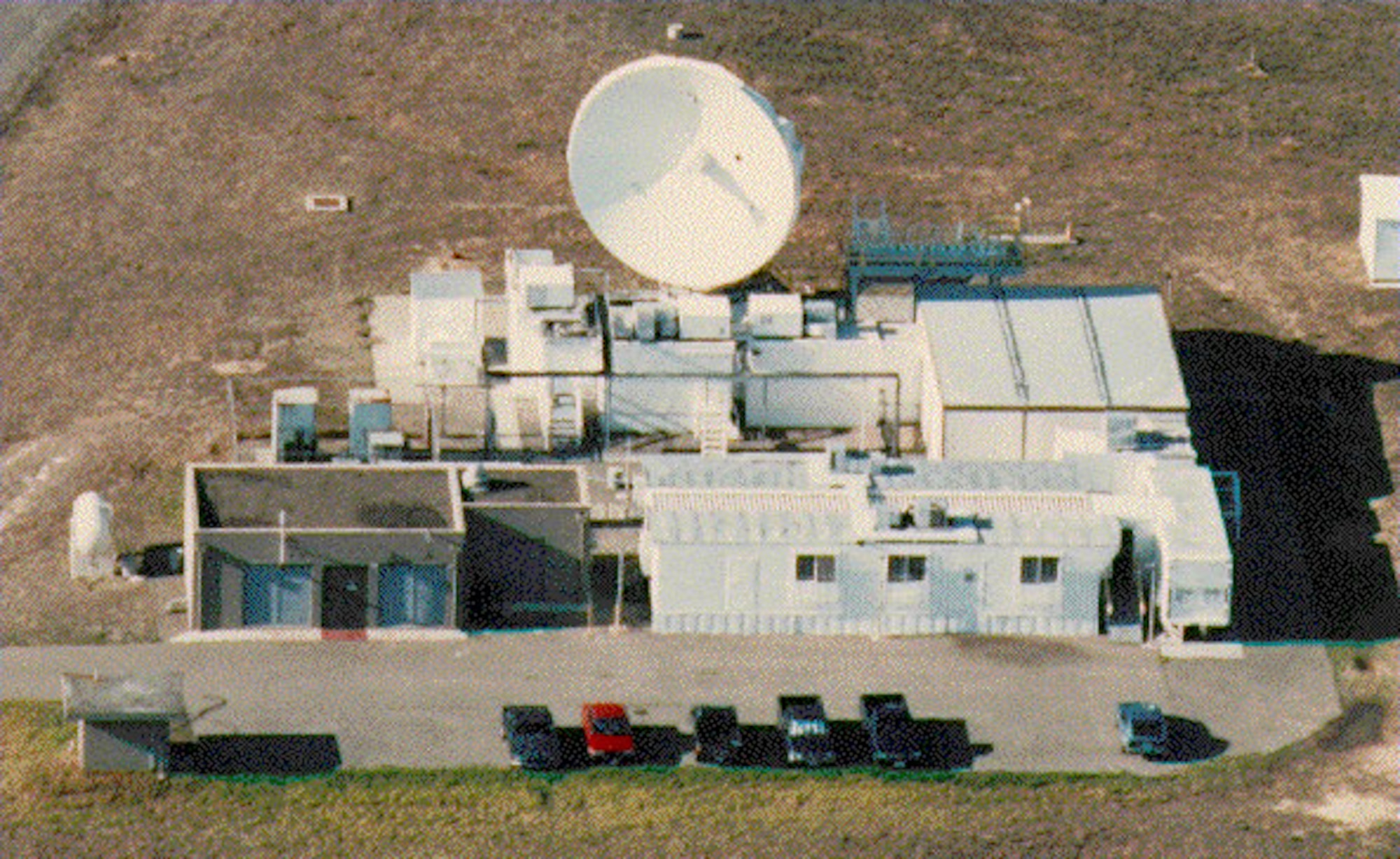 The 30th Space Wing’s AN/TPQ-18 Radar is seen from above in 1990. The radar was installed in its present location in 1965 and was accepted for operational support in November of the same year. The Radar supported its first mission as a commissioned asset in March of 1966. (Courtesy photo)