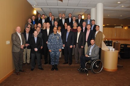 U.S. Navy Adm. Cecil D. Haney (front, center left), U.S. Strategic Command commander, poses for a photo with members of APEX 42, a Department of Defense Senior Executive Service (SES) orientation program, during their visit to Offutt Air Force Base, Neb., March 23, 2016. The APEX program provides newly appointed senior executives with both a practical and theoretical understanding of the structure and processes of the Office of the Secretary of Defense; the Combatant Commands, including USSTRATCOM; the Joint Staff; and the military departments. The program also helps civilian leaders gain an enterprise-wide perspective that encompasses expectations, opportunities and challenges currently facing DoD. One of nine DoD unified combatant commands, USSTRATCOM has global strategic missions, assigned through the Unified Command Plan, which include strategic deterrence; space operations; cyberspace operations; joint electronic warfare; global strike; missile defense; intelligence, surveillance and reconnaissance; combating weapons of mass destruction; and analysis and targeting. (USSTRATCOM photo by Steve Cunningham)
